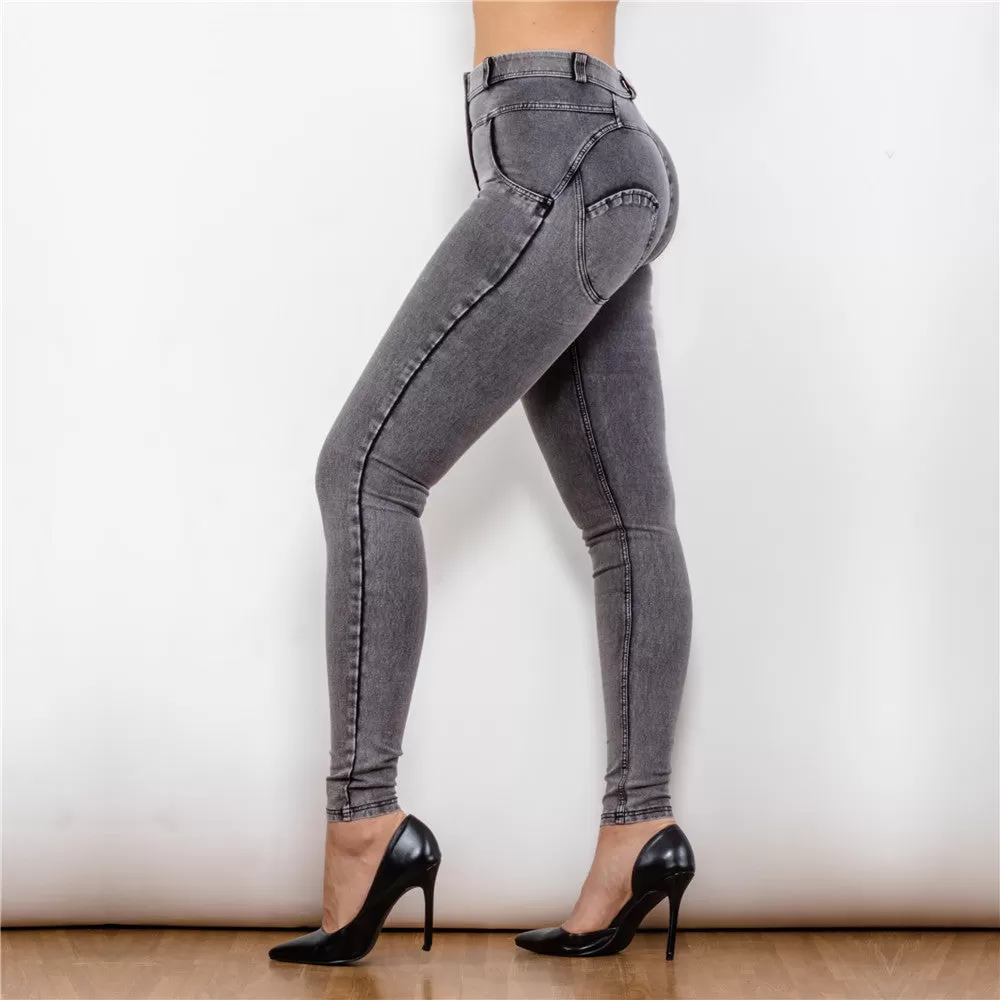 Middle Waist Dark Thread Grey Jeans