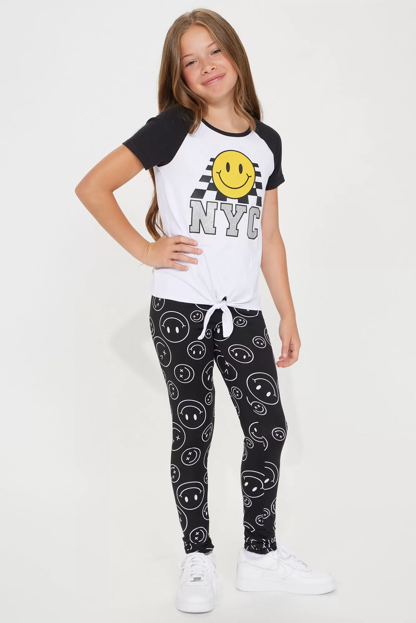 Mini Happy NYC Legging Set - Black/White