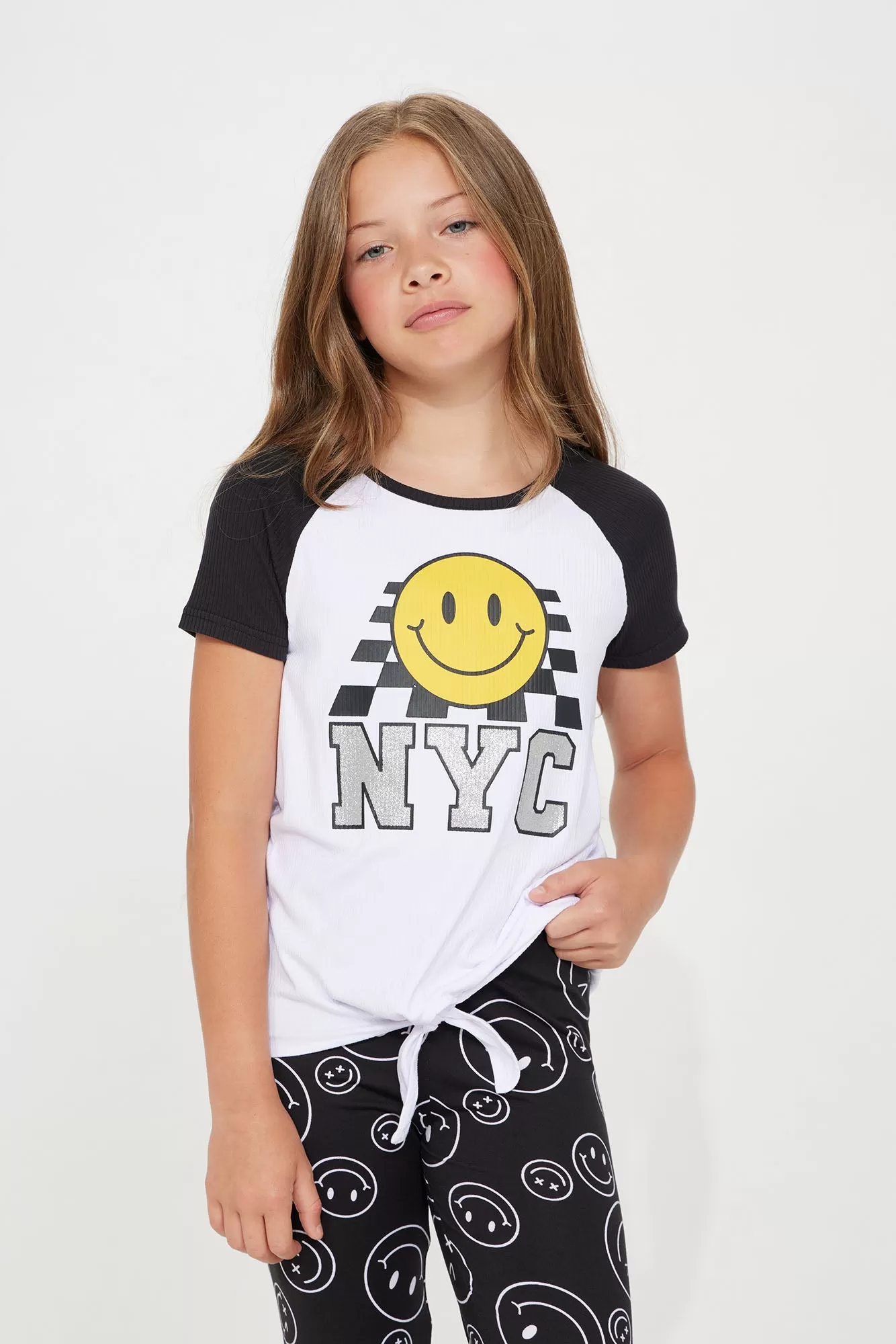 Mini Happy NYC Legging Set - Black/White