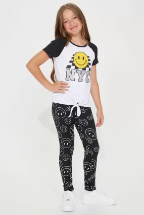 Mini Happy NYC Legging Set - Black/White