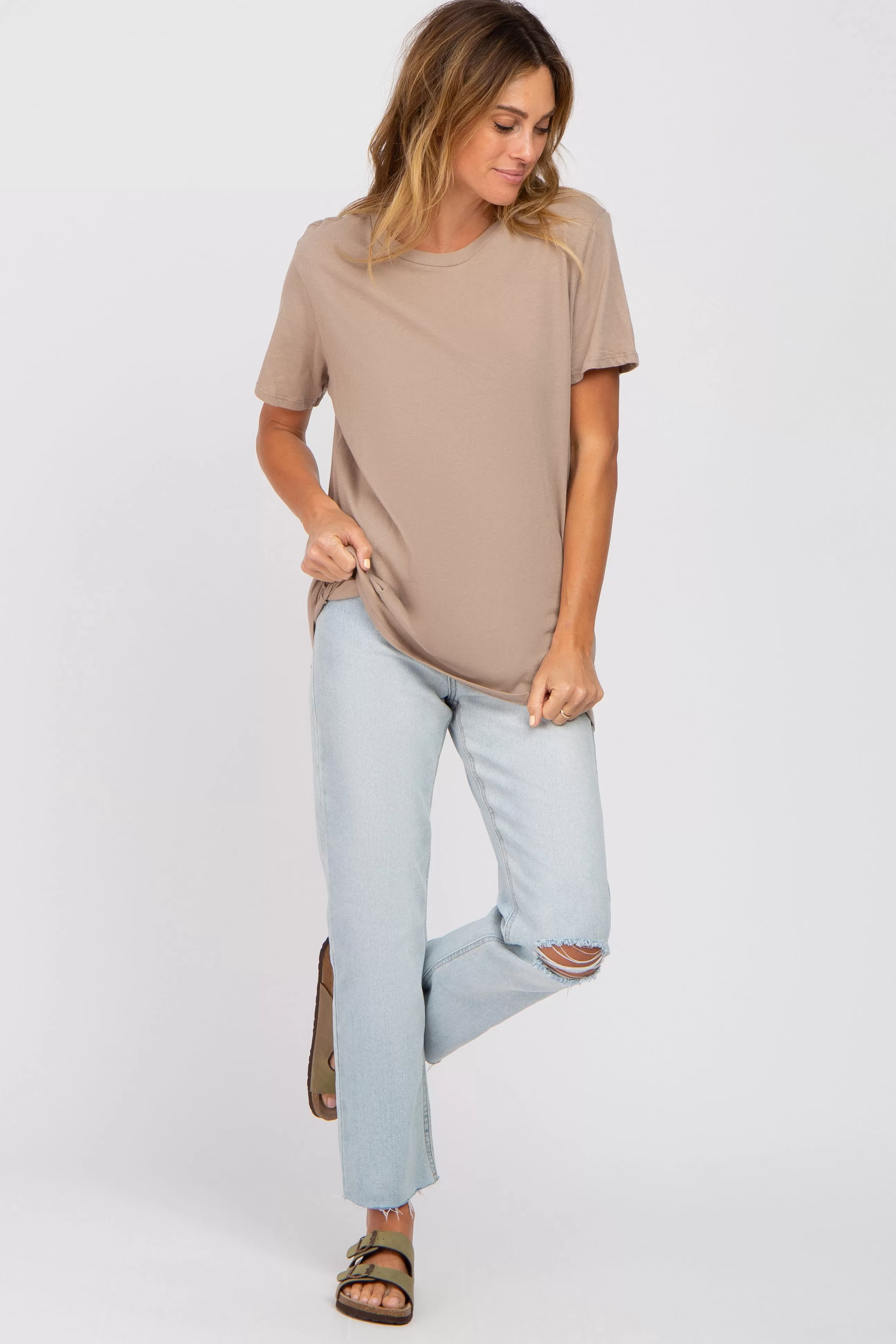 Mocha Oversized Short Sleeve Top