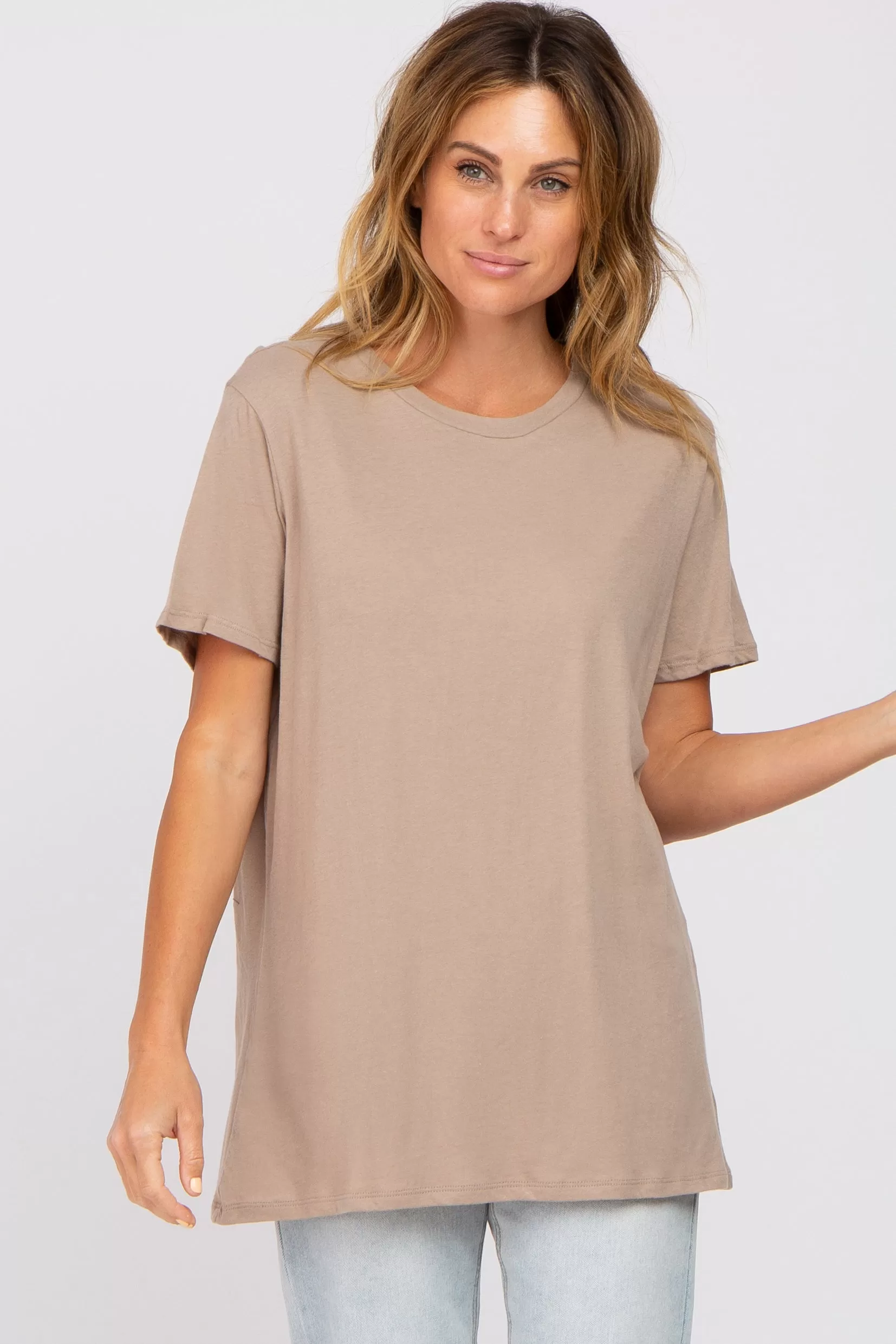 Mocha Oversized Short Sleeve Top