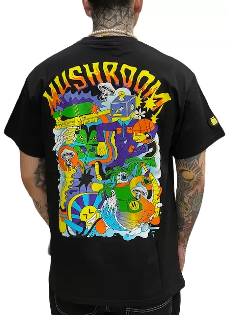 Mushroom Men's short sleeve cotton t-shirt 12024-01 black