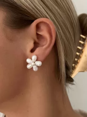 PEARL FLOWER STUDS