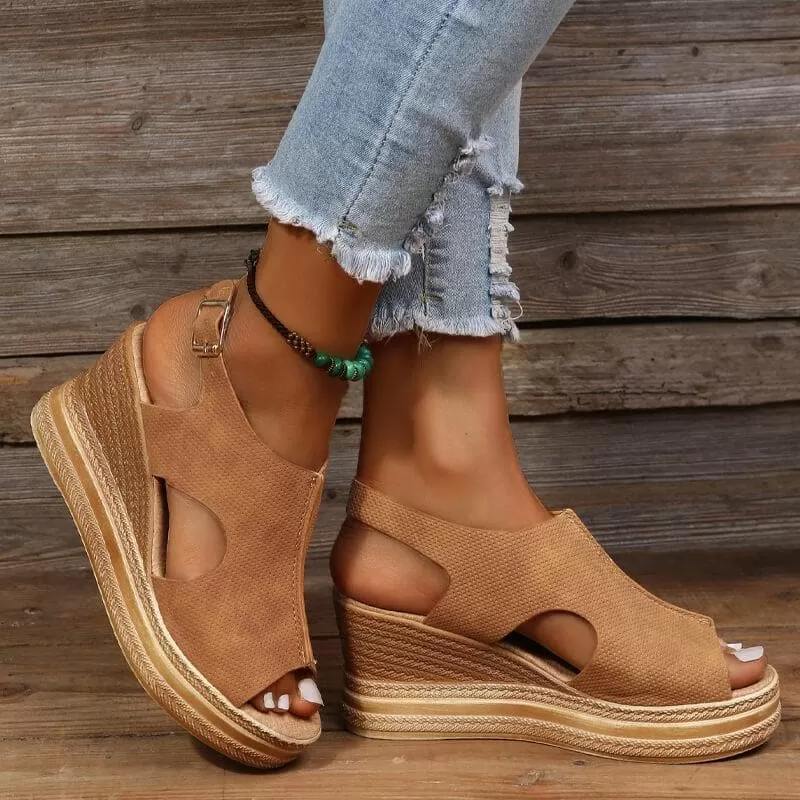 Peep Toe Wedge Sandals