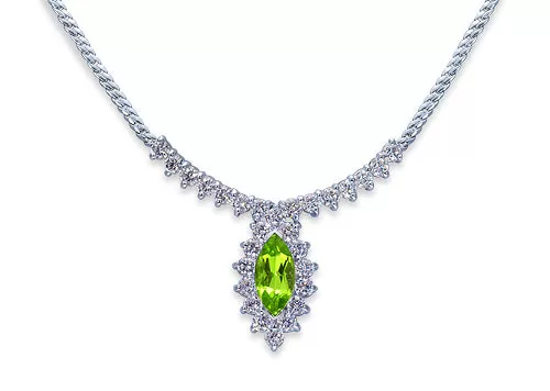 Peridot Pendant Necklace Sterling Silver Marquise 1.75 Carats