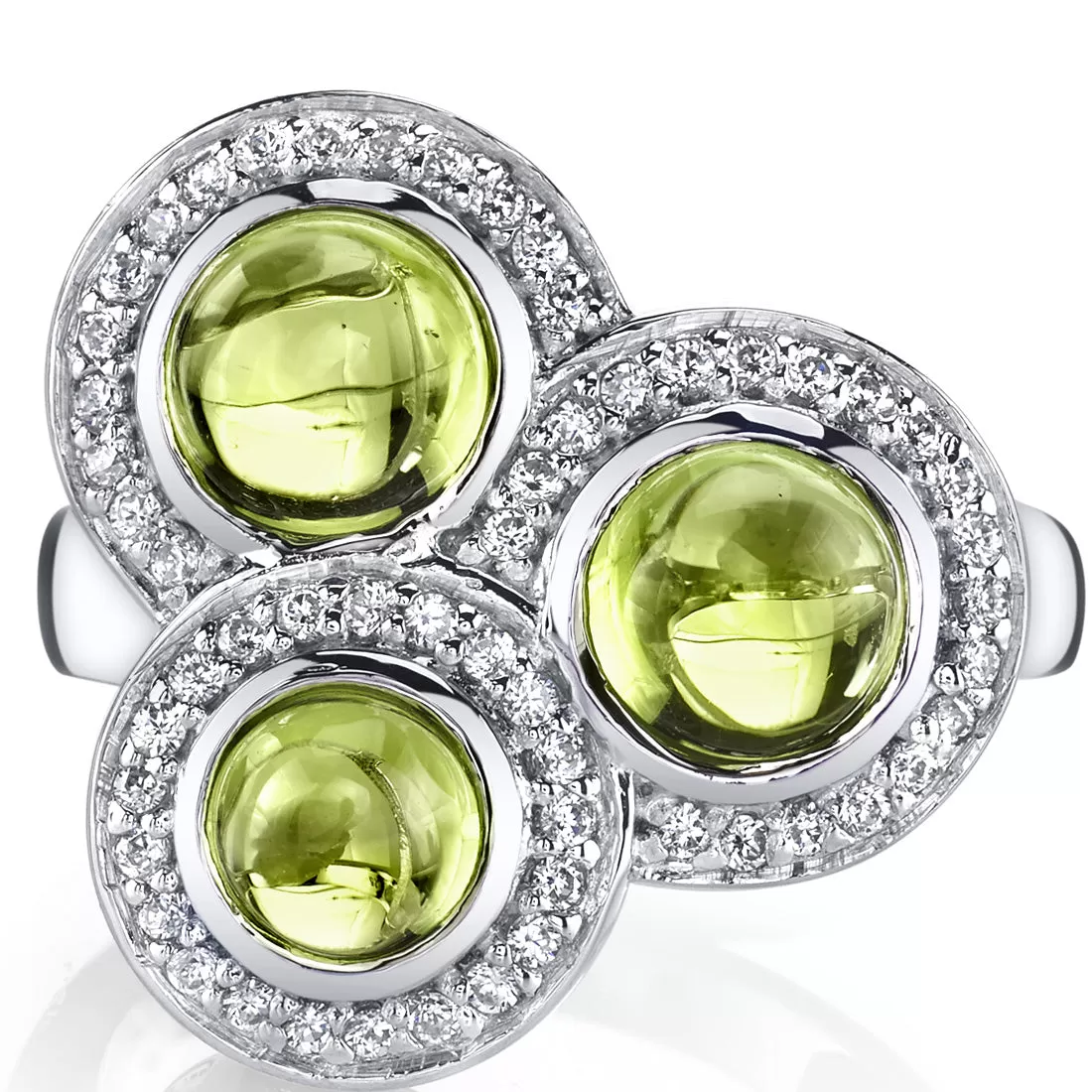 Peridot Round Cut Sterling Silver Ring Size 6