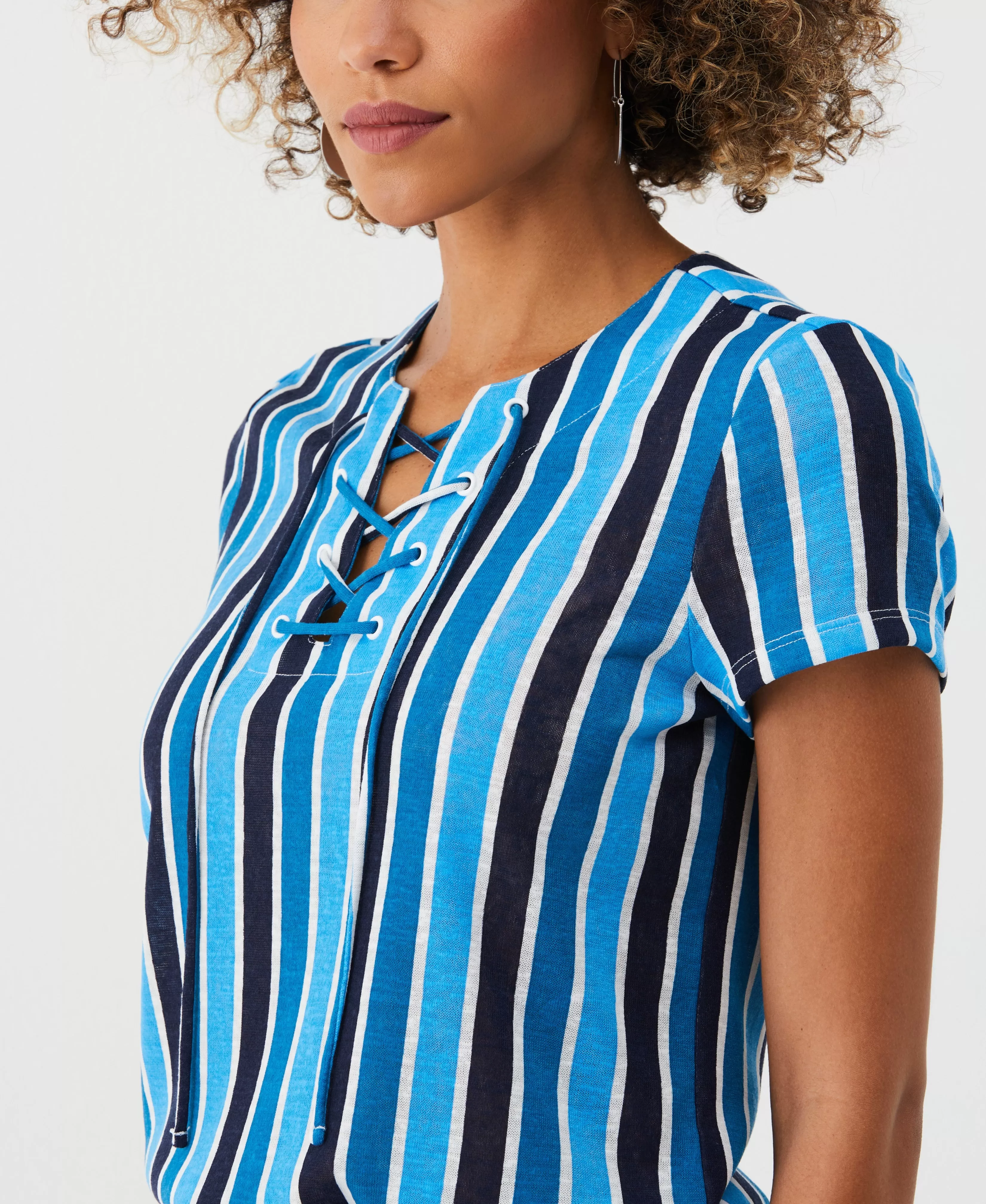 Petite Eco Stripe Lace-Up Tee