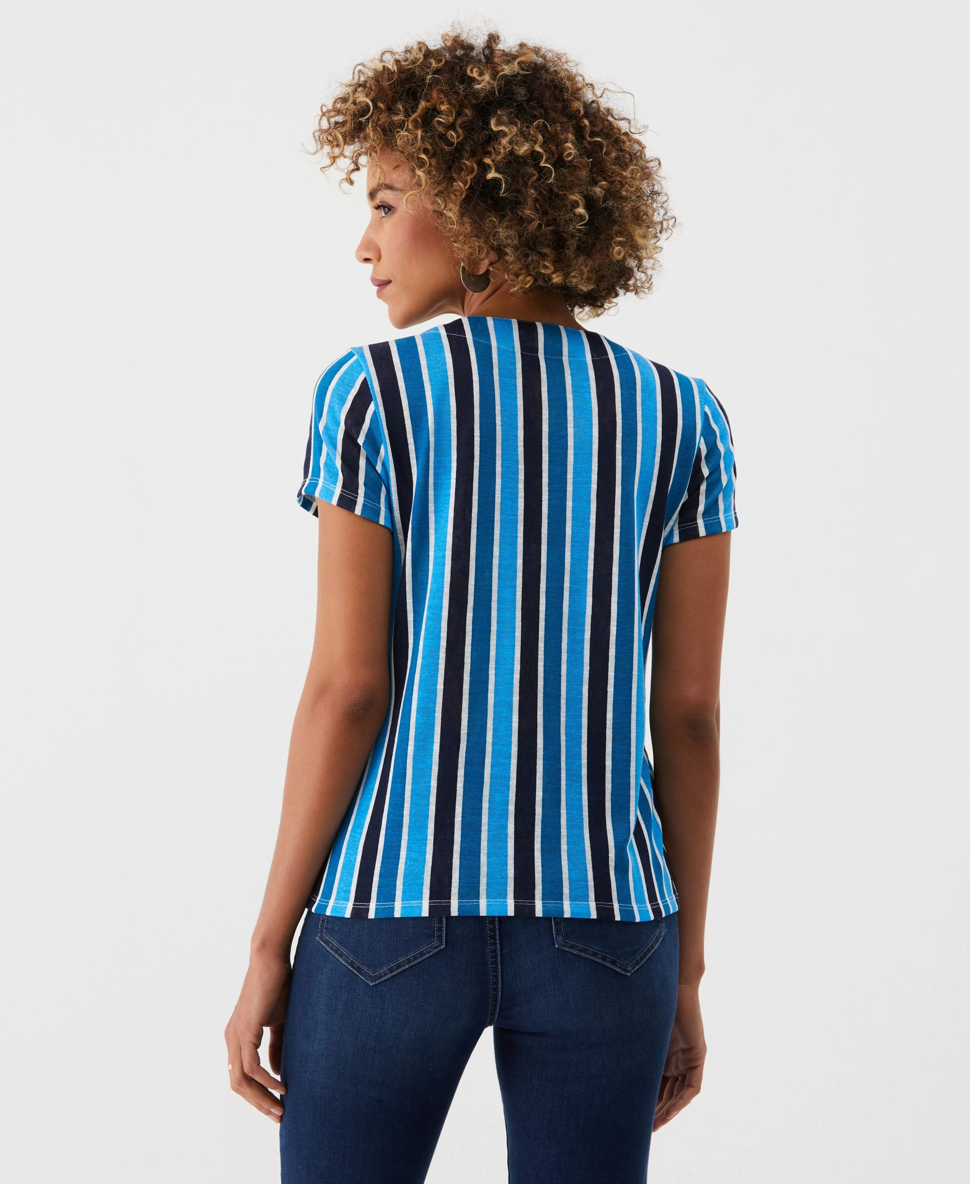 Petite Eco Stripe Lace-Up Tee