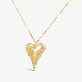 Puffed Heart & Diamond Locket Necklace