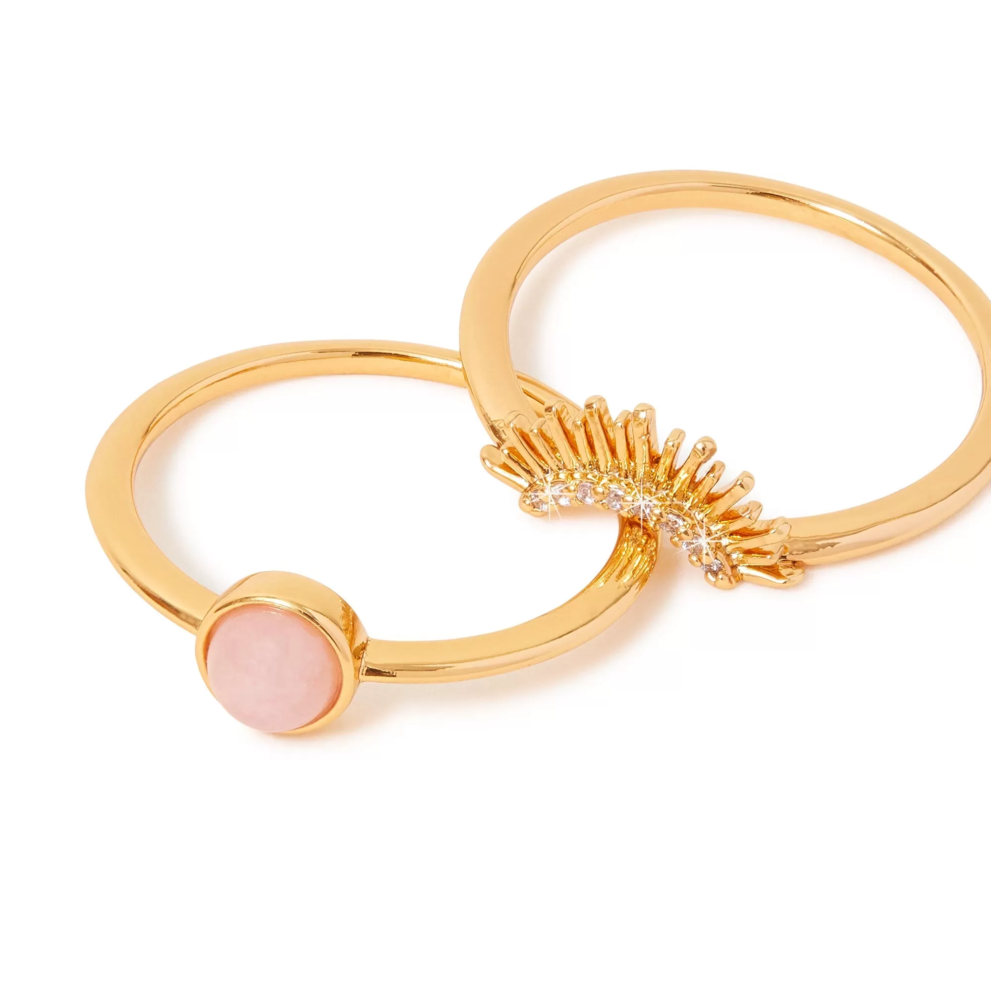 Real Gold Plated Gold Z Sun Ring Set Of 2-Small