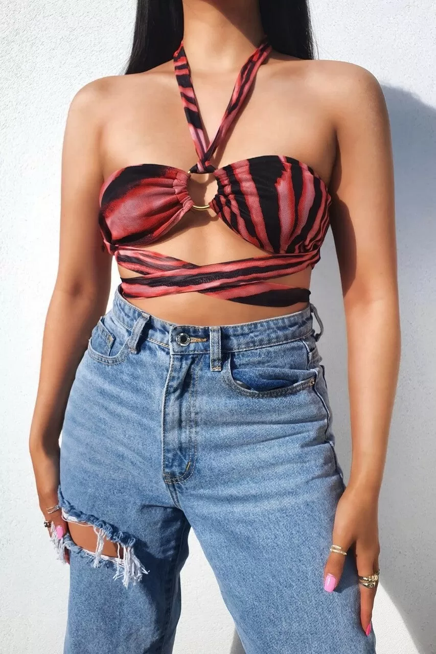 Red Multi-way Crop Top