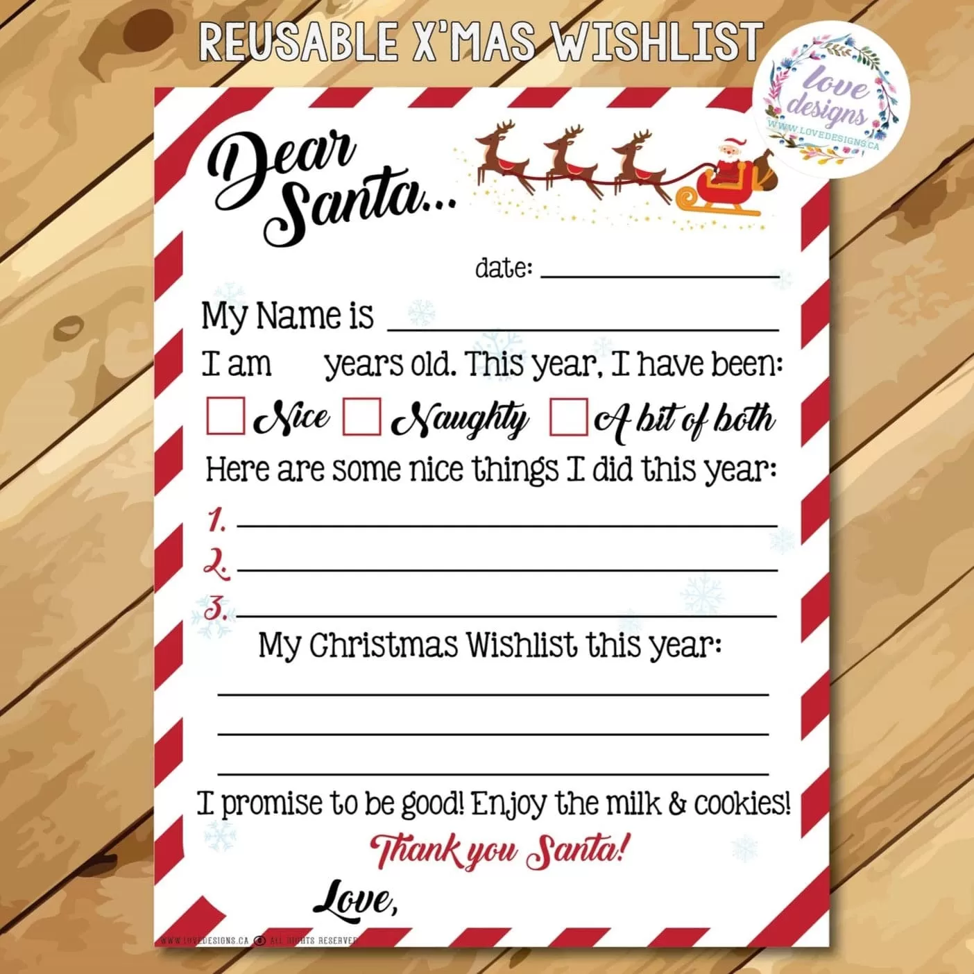 Reusable Christmas Wishlist Sign (SALE)