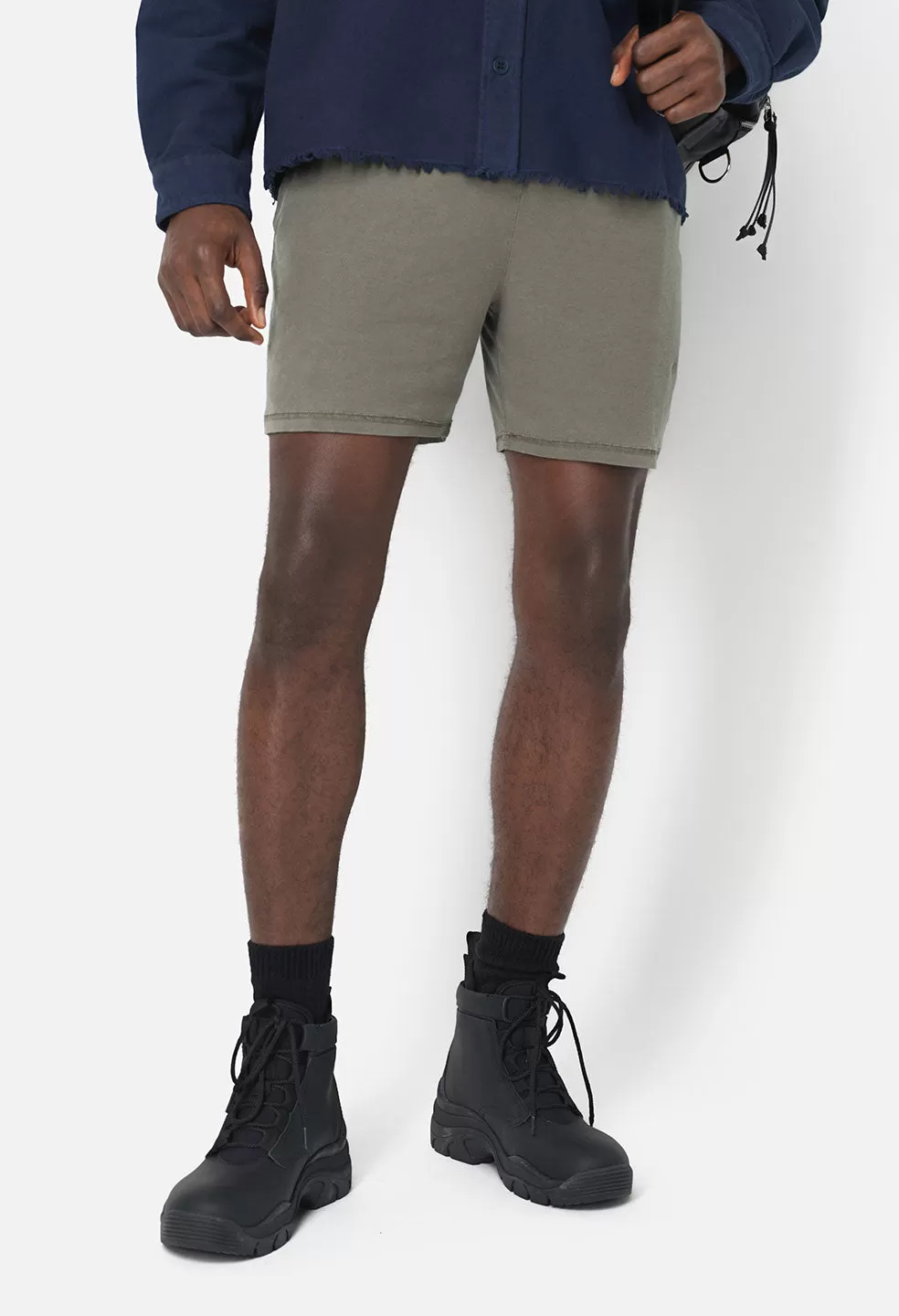 Reversed Jersey Shorts / Washed Army