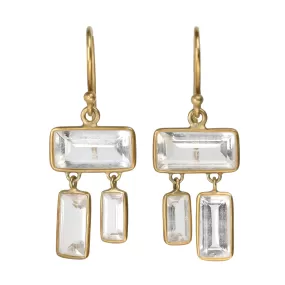 Rock Crystal Dancing Baguette Drop Earrings