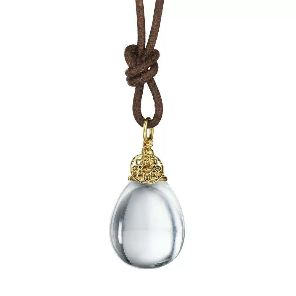 Rock Crystal Mogul Drop Necklace on Leather