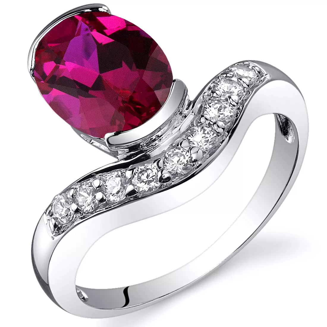 Ruby Oval Cut Sterling Silver Ring Size 6