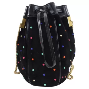 Saint Laurent Talita Suede Stud Drawstring Chain Bag