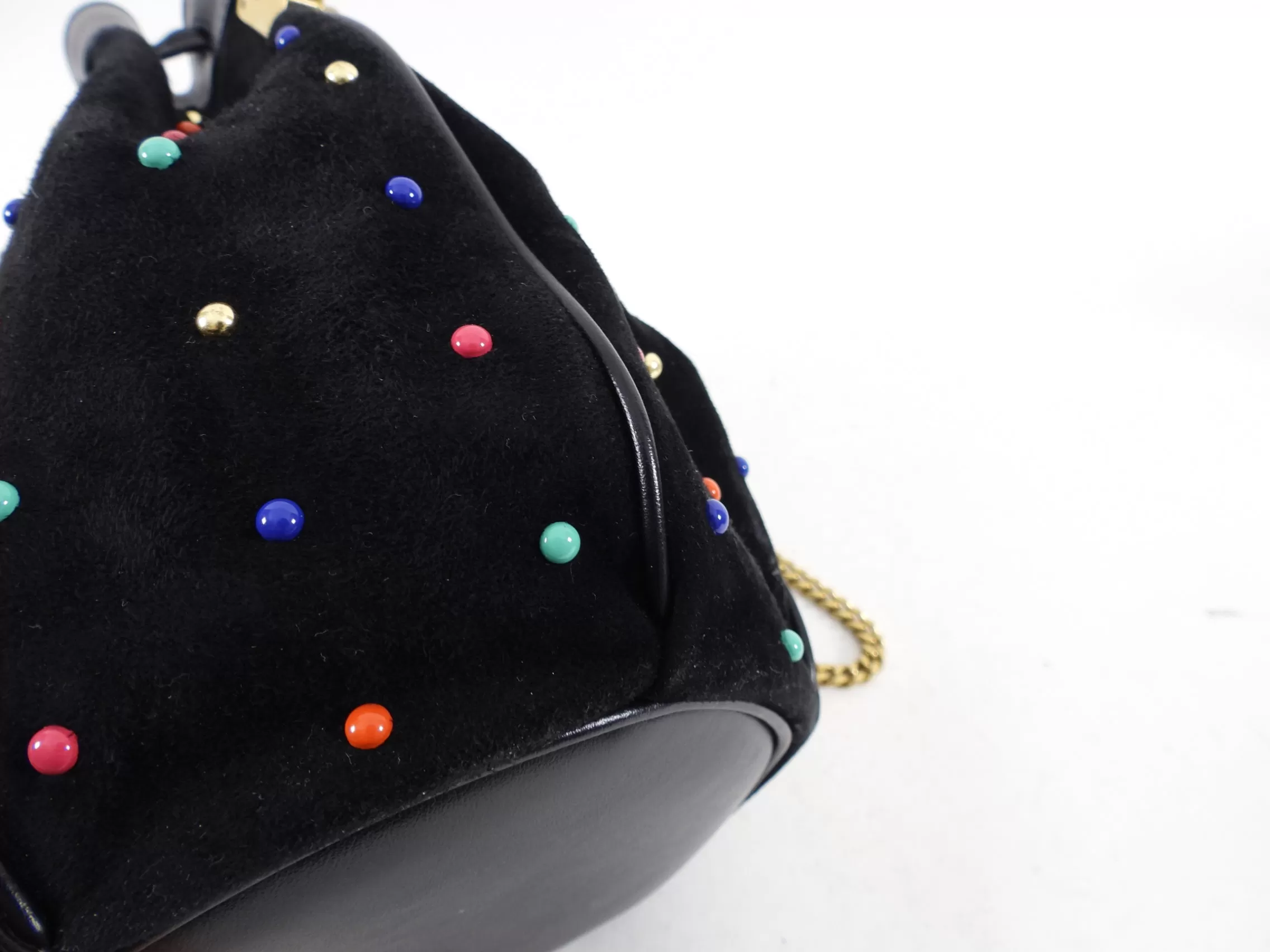 Saint Laurent Talita Suede Stud Drawstring Chain Bag