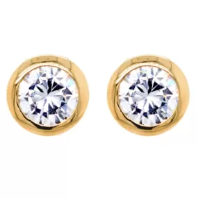 SALE Sybella Bezel CZ Stud Earrings Gold