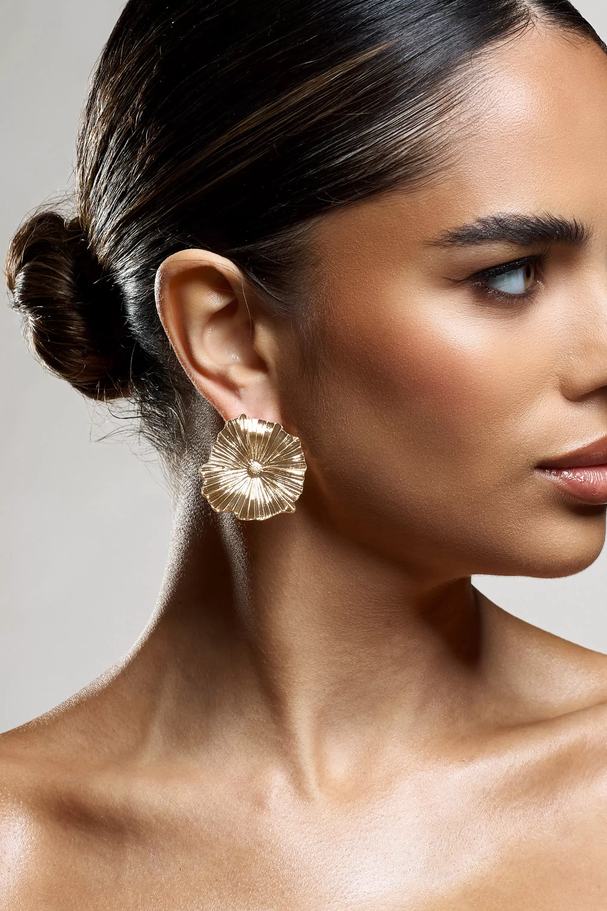 Sallow | Gold Statement Flower Earrings