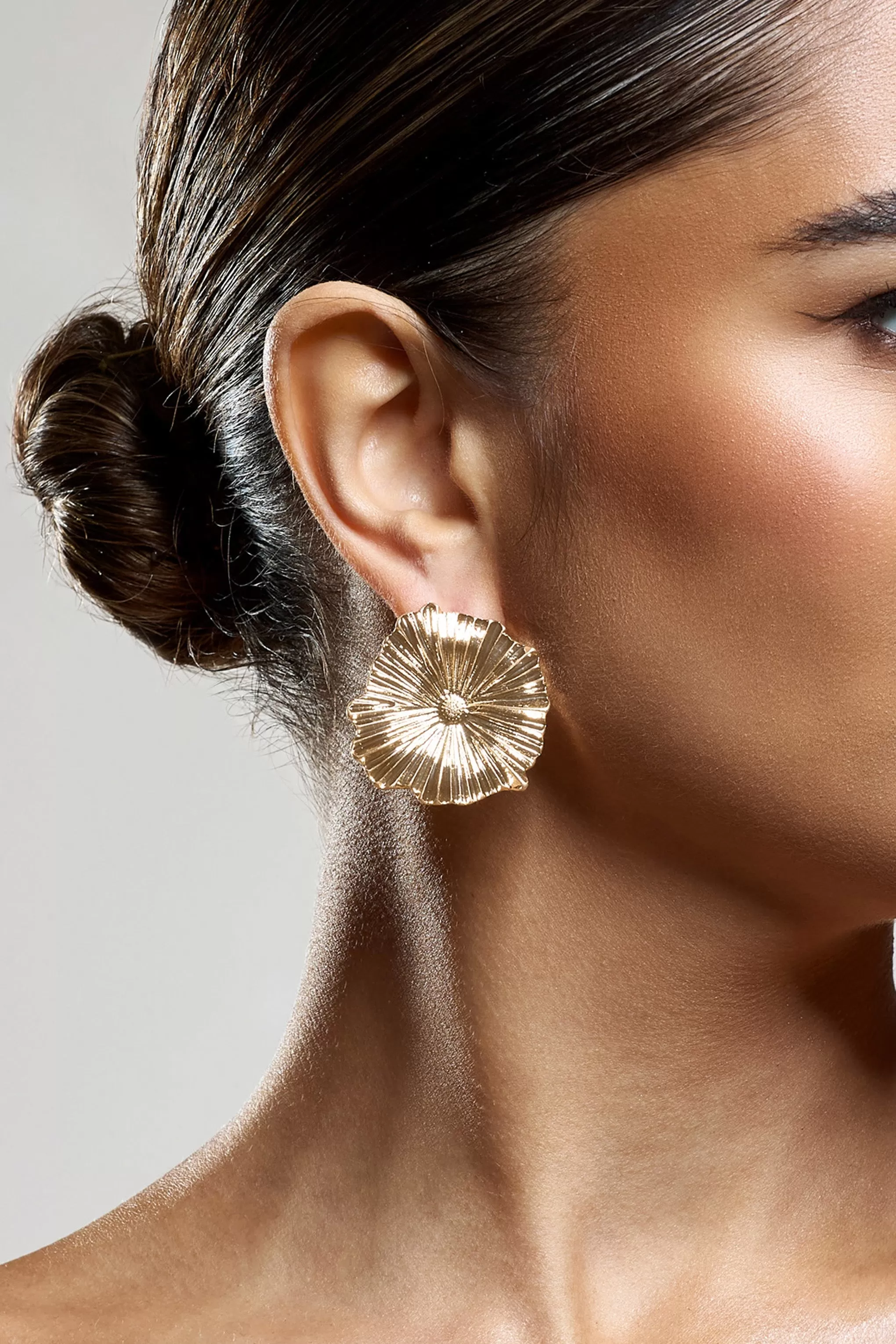 Sallow | Gold Statement Flower Earrings