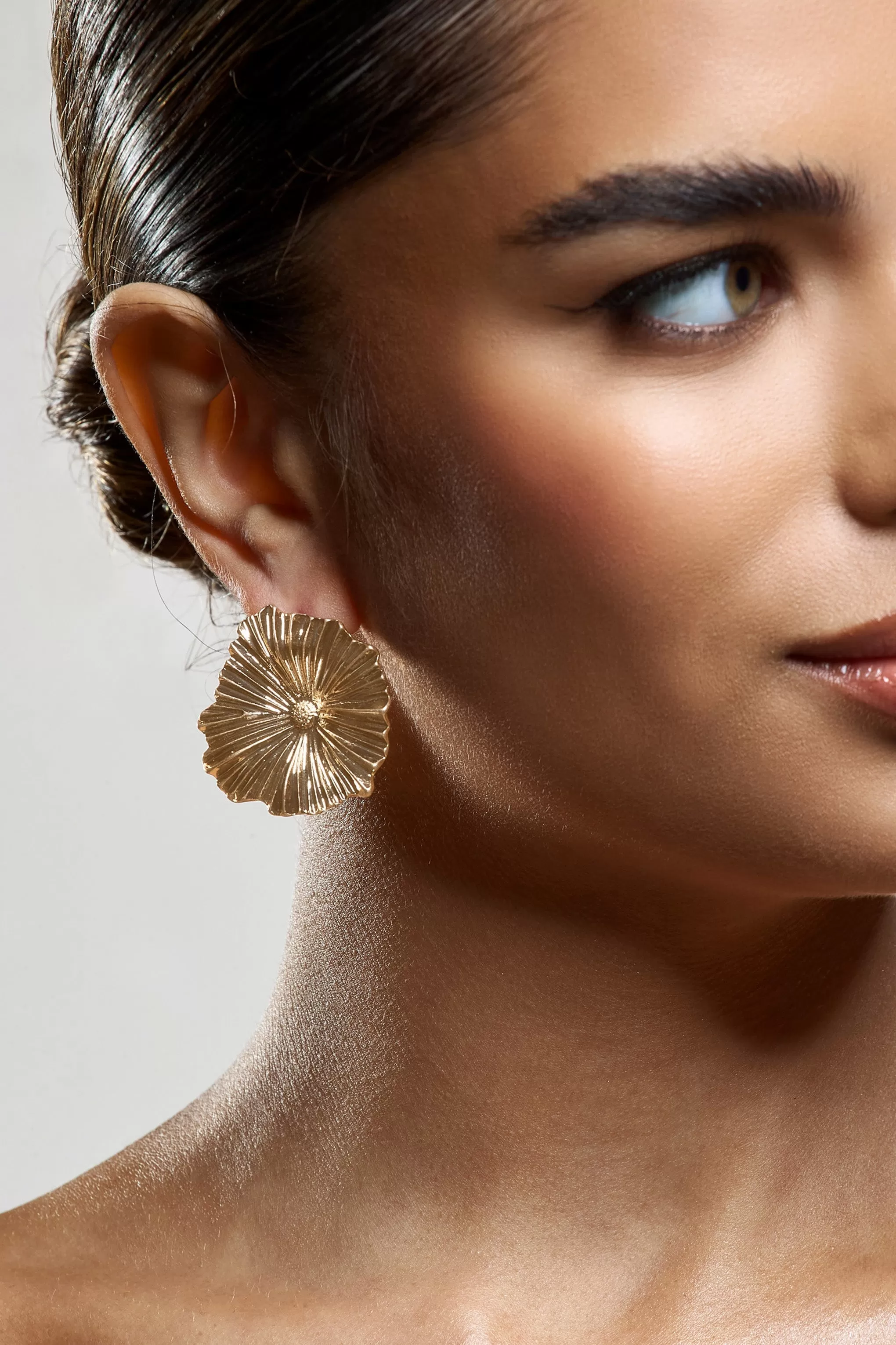 Sallow | Gold Statement Flower Earrings