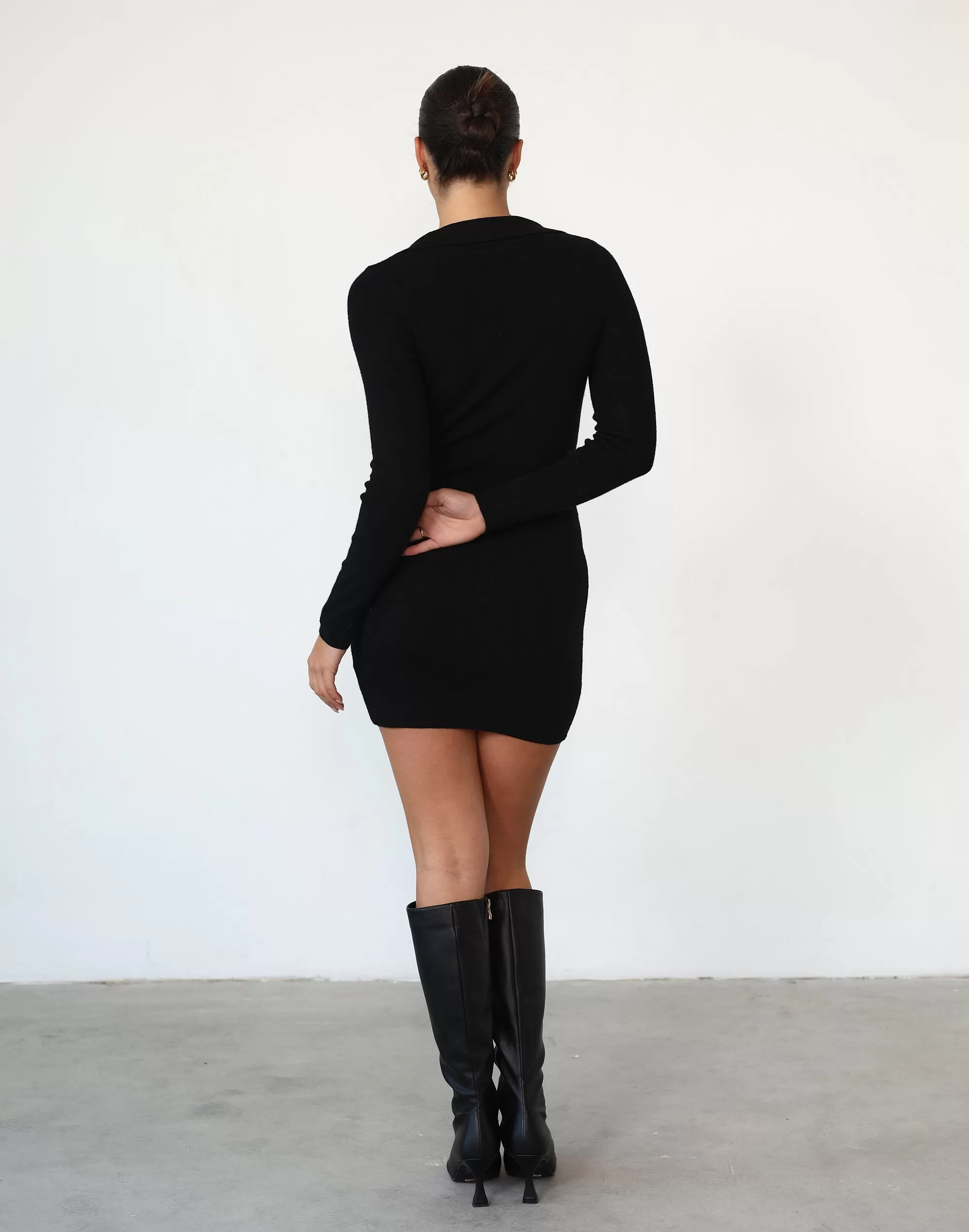 Sara Long Sleeve Mini Dress (Black)