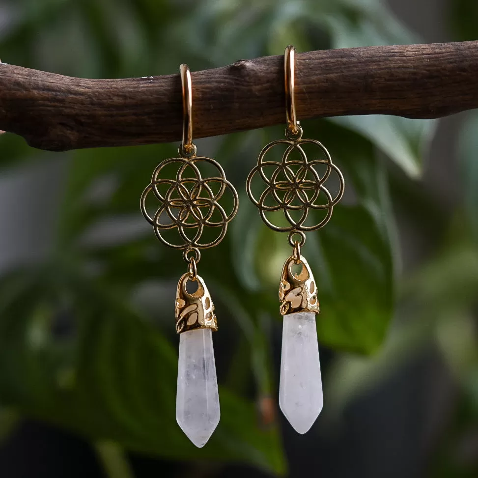 Seed of Life Crystal Huggie Earrings