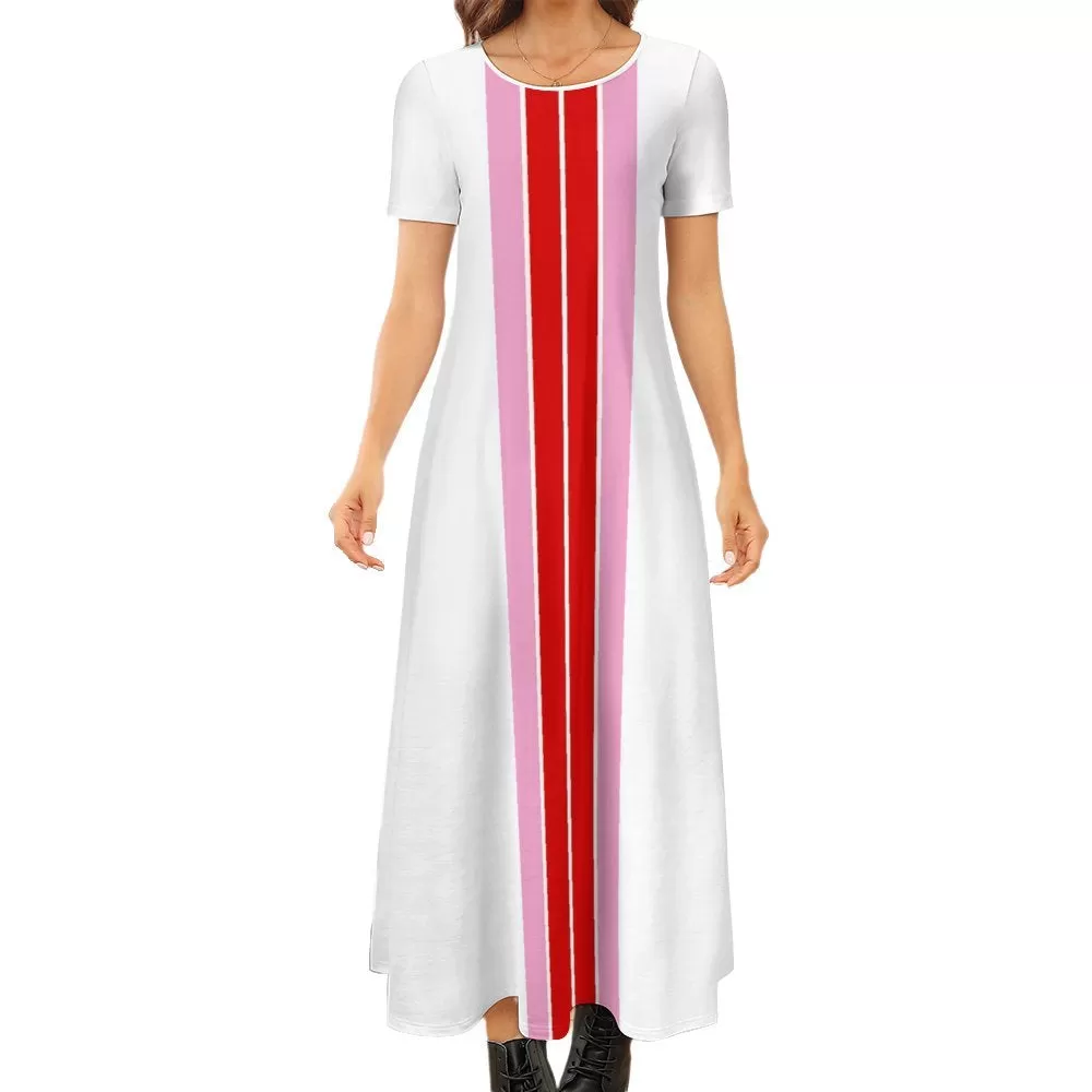 Short Sleeve Round-Neck Long Dress Round neck short sleeve dress