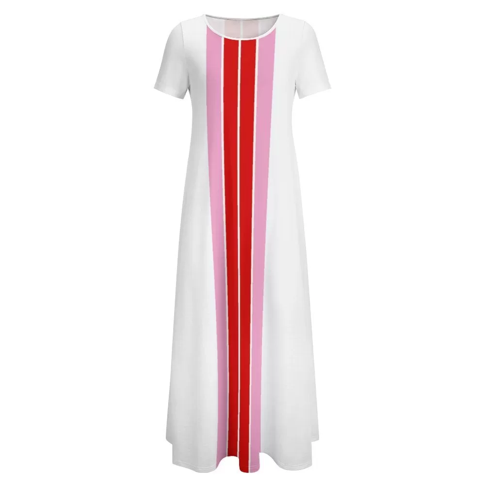 Short Sleeve Round-Neck Long Dress Round neck short sleeve dress