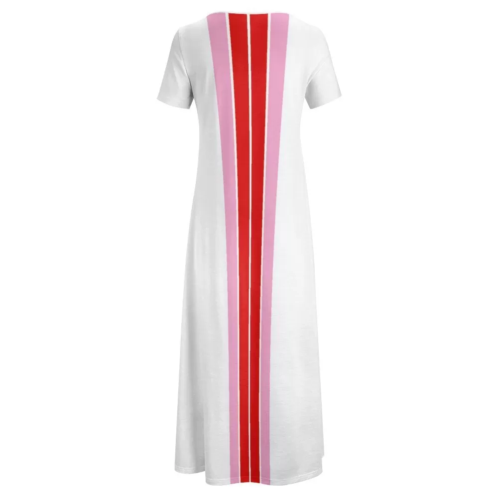 Short Sleeve Round-Neck Long Dress Round neck short sleeve dress