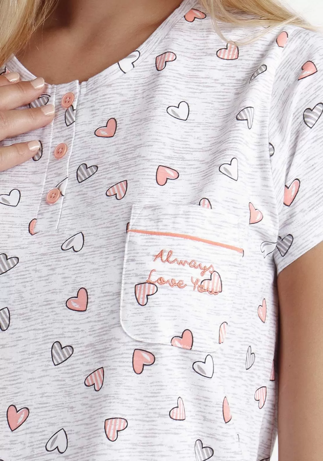 Short Sleeve Shirt Always Love You for Women - Grey