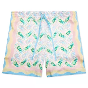 Silk Shorts With Drawstrings - Ping Pong Print