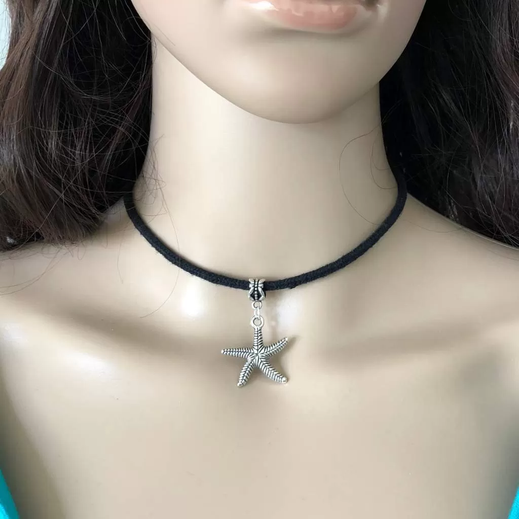 Silver Starfish Charm Choker