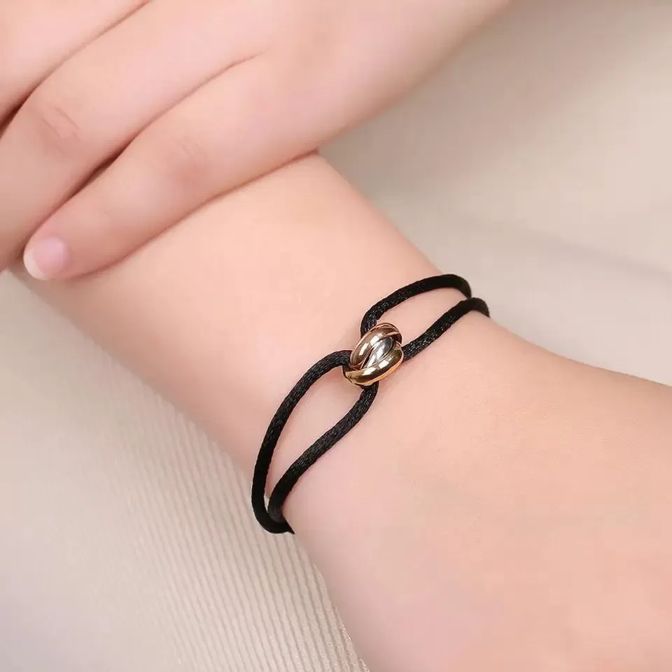 Simple Fashion Unisex Hot Stainless Steel Rope Bracelet 3 Metal Buckle Ribbon Lace up Chain Multicolor Adjustable Rope Bracelet S352060611