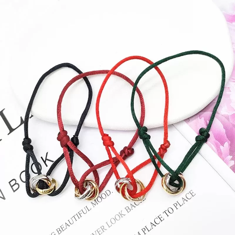 Simple Fashion Unisex Hot Stainless Steel Rope Bracelet 3 Metal Buckle Ribbon Lace up Chain Multicolor Adjustable Rope Bracelet S352060611