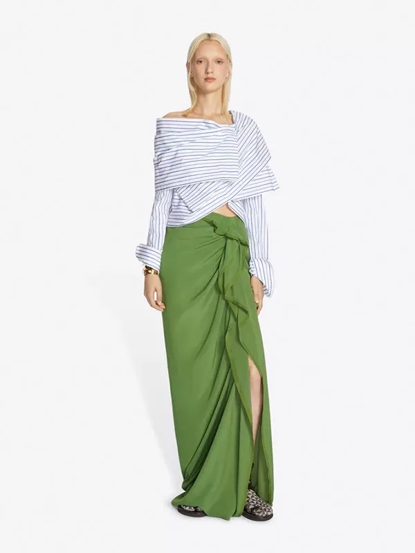 Sinas Long Tape Skirt in Green