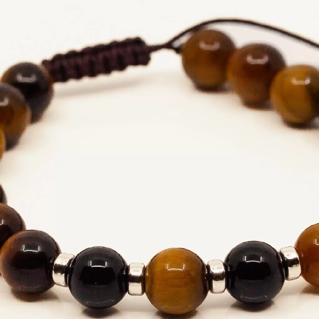 Single Chunky Combo Bead Bracelet - Tiger's Eye & Onyx