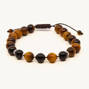 Single Chunky Combo Bead Bracelet - Tiger's Eye & Onyx