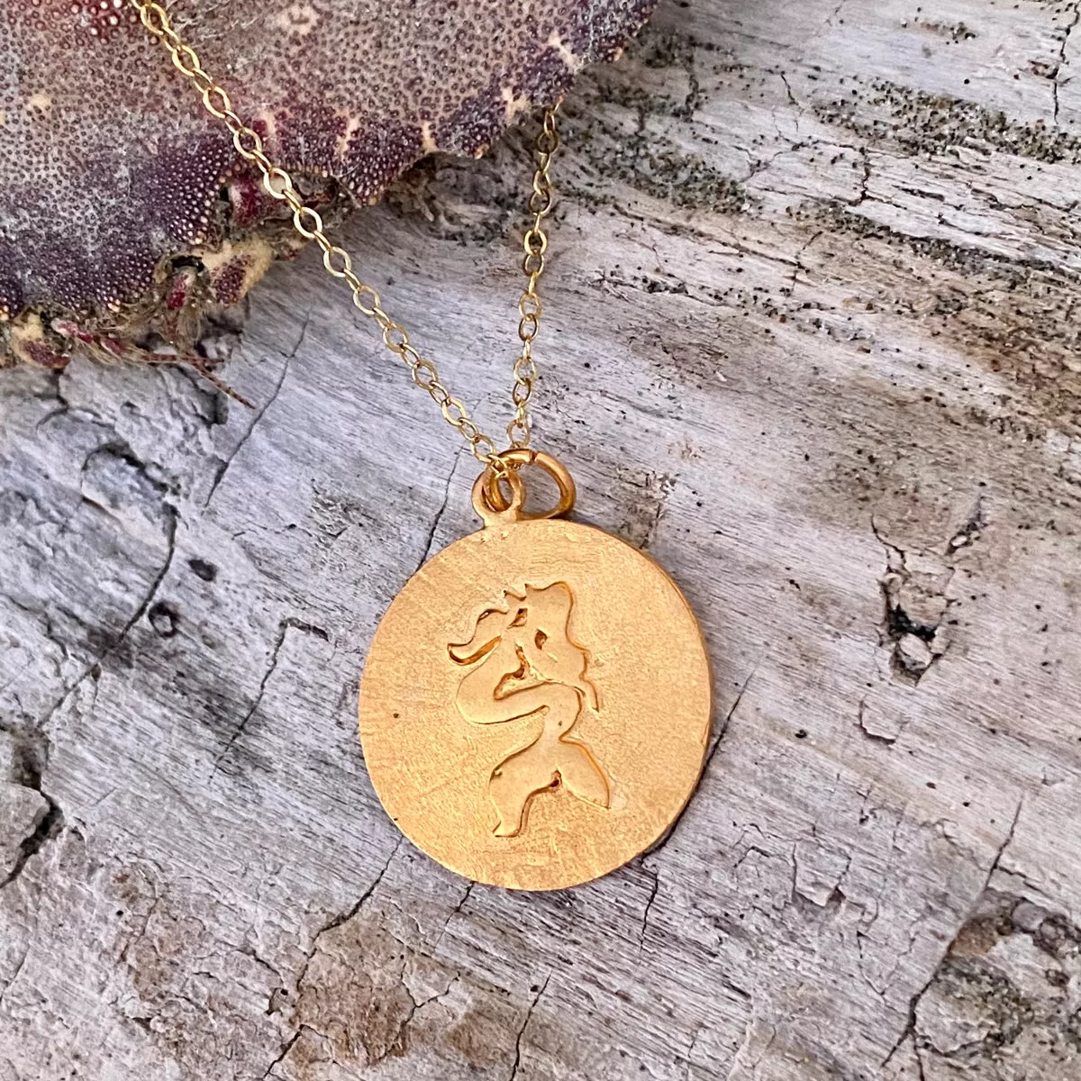 Sitting Mermaid Ocean Inspired Gold Filled Necklace