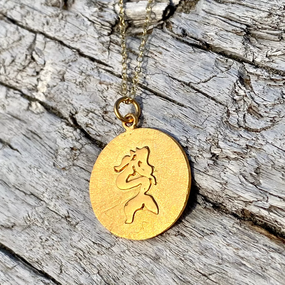 Sitting Mermaid Ocean Inspired Gold Filled Necklace