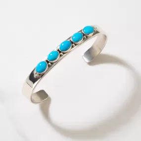 Sleeping Beauty Turquoise Navajo USA Native American Made 925 Sterling Silver Cuff