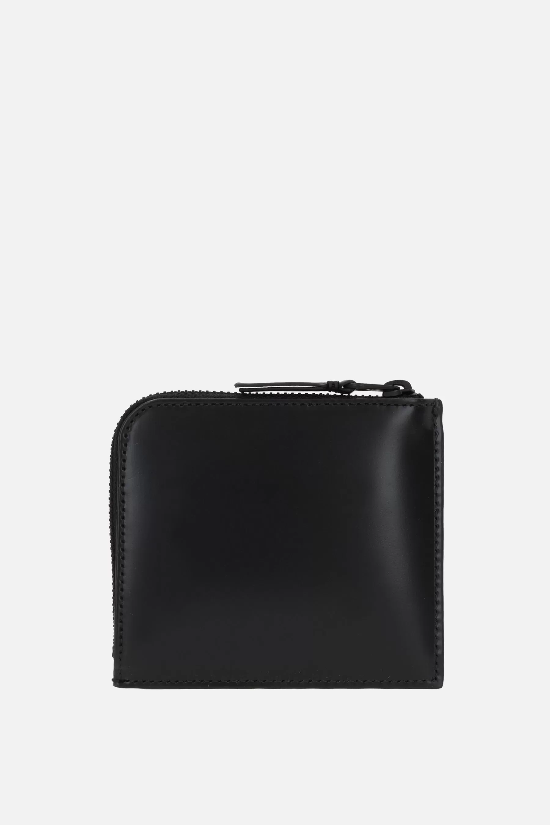 smooth leather half-zip wallet