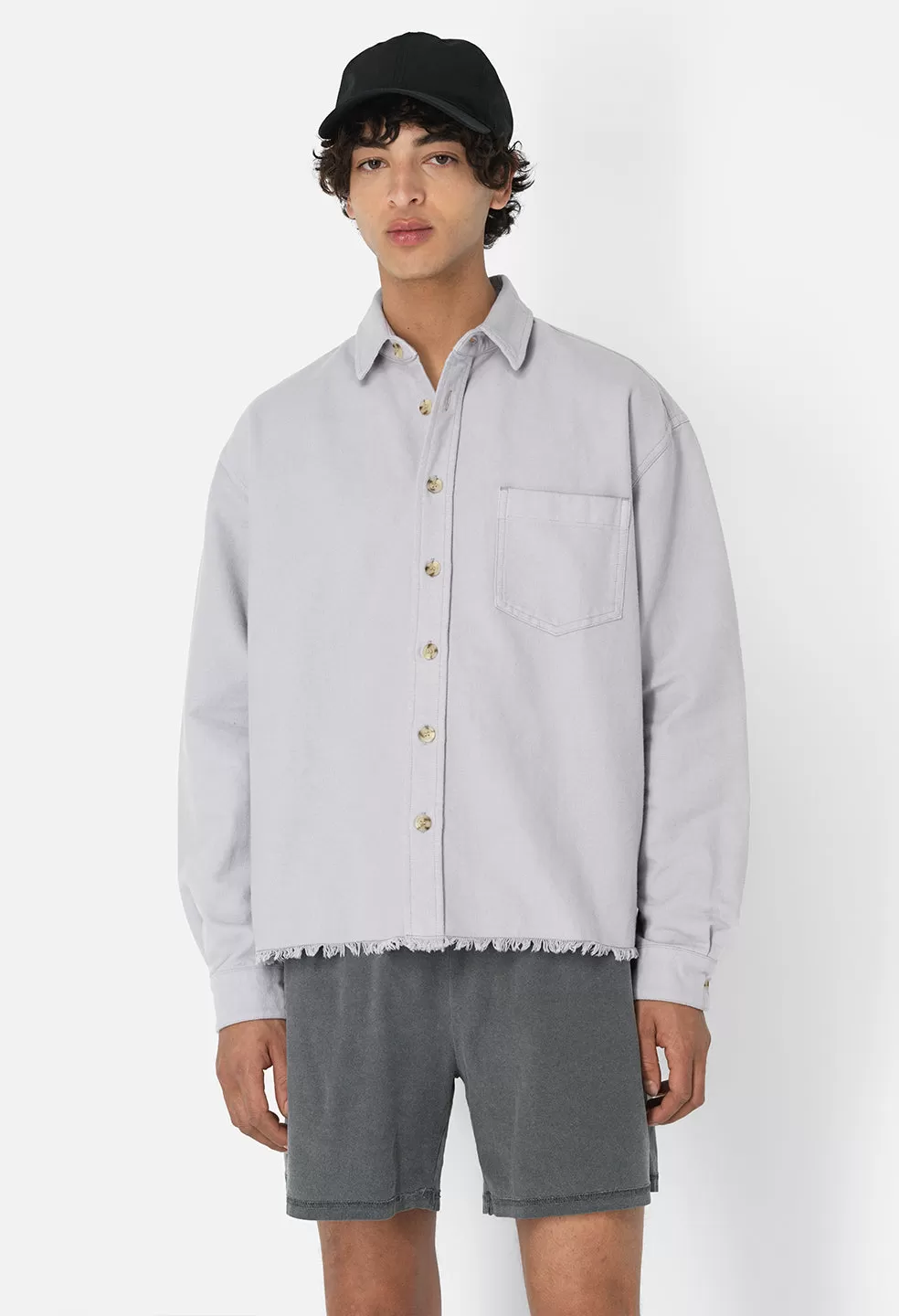 Solid Hemi Oversized Shirt / Lavender