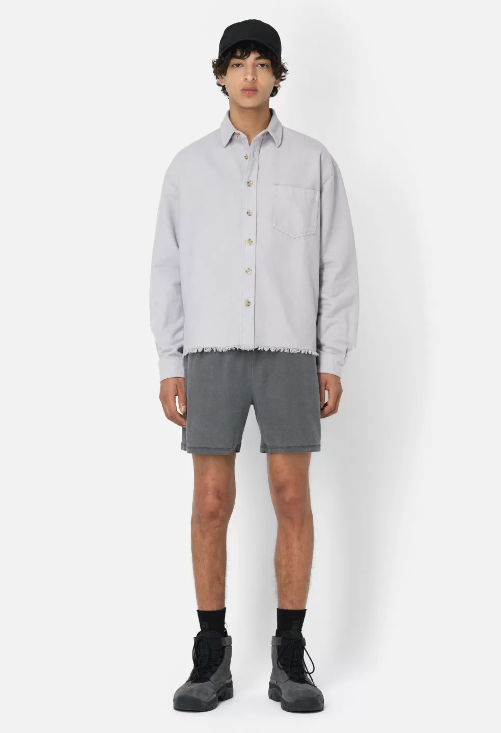 Solid Hemi Oversized Shirt / Lavender