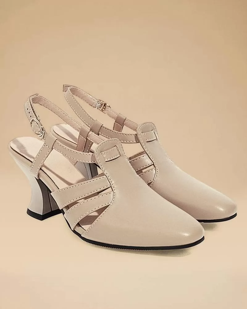 Square Toe Adjusting Buckle Heels