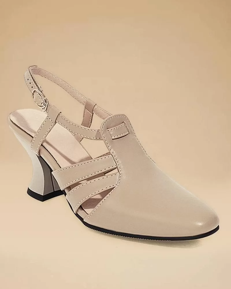 Square Toe Adjusting Buckle Heels