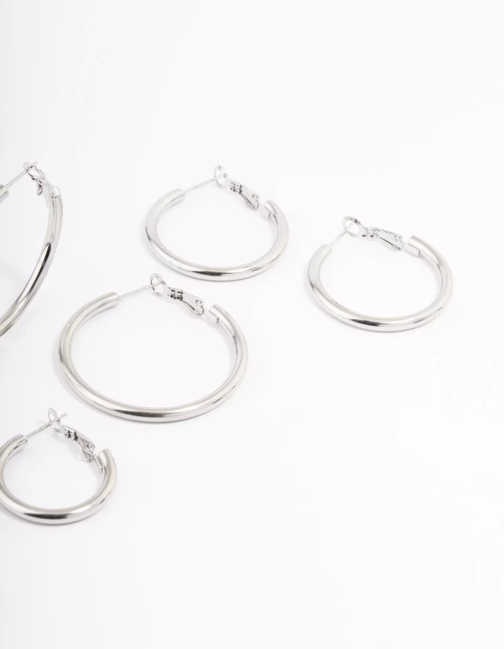 Stainless Steel Large Basic Hoop Earrings Pack