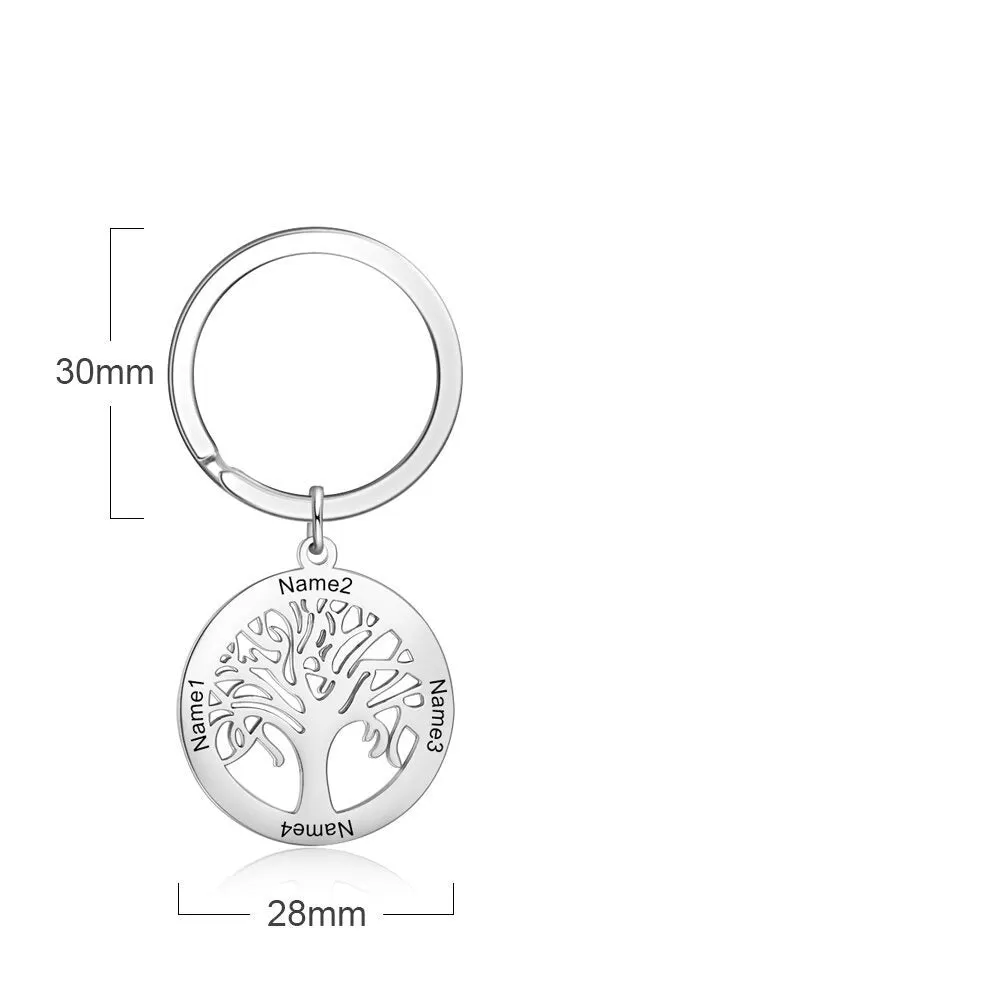 Stainless Steel Tree Shape Keychain With Engraving